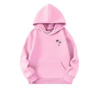 Sudadera con capucha para niña con estampado de árbol de coco, camiseta deportiva de manga larga para adolescentes, cómoda sudadera con bolsillo, sudadera con capucha para el día a día, ocio (9-10