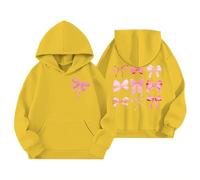Sudadera con capucha para niña con estampado de arco, cómoda, cálida, informal, monocolor, elegante, de manga larga, holgada, ropa de calle de 1 a 14 años, amarillo, 13-14 años
