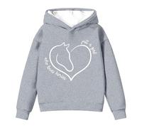 Sudadera con Capucha para niña, otoño e Invierno, con Estampado de Caballos Salvajes, Moderna y Casual, para niños y niñas, Tejido antipelusa, Ideal para Uso rudo.