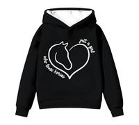 Sudadera con Capucha para niña, otoño e Invierno, con Estampado de Caballos Salvajes, Moderna y Casual, para niños y niñas, Tejido antipelusa, Ideal para Uso rudo.