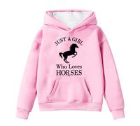 Sudadera con Capucha para Niñas Acolchada y Cálida con Diseño de Caballo y Bolsillo Funcional para Jornadas de Ocio y Actividades Recreativas Diarias (6-7 Years)