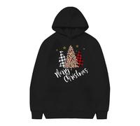 Sudadera con capucha para niñas con estampado navideño 2026, sudadera festiva para niños, acogedora, forro polar, suave, casual, ropa de invierno para niños, ropa de vacaciones, Negro, 4-5 años