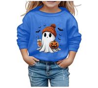 Sudadera con Capucha para Niñas Pullover de Algodón para Niña Cuello Redondo Suéter Corto Estampado Casual Top Jersey Chaqueta Atlética Informal con Cremallera Forro Polar Deportivo Camiseta