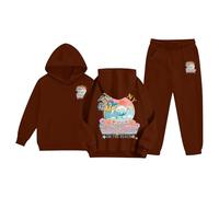 Sudadera con Capucha para niñas y niños, Conjunto de chándal Unisex de Dos Piezas con Capucha y Pantalones Deportivos Sudadera Bordada Mujer Sudaderas Wolf