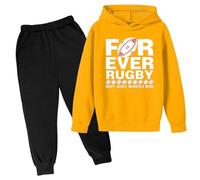 Sudadera con capucha para niño con texto en inglés "Football Personalidad Letras" Impresión Casual Tendencia de Moda para Deportes Rugby Acti, amarillo, 3-4 años