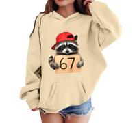 Sudadera con capucha para niños 67 con estampado de números, divertida, 6 y 7, meme, manga larga, con capucha, para vacaciones, para niños, casual, ropa de calle para invierno, beige, 2-3 años
