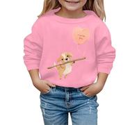 Sudadera con capucha para niños con estampado de cachorros para el día de San Valentín, otoño e invierno, de 2026, rosa, 6-7 años