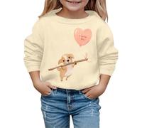 Sudadera con capucha para niños con estampado de cachorros para el día de San Valentín, otoño e invierno, de 2026, beige, 4-5 años