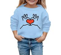 Sudadera con capucha para niños con estampado de corazón para el día de San Valentín, otoño e invierno, 2026, azul celeste, 2-3 años