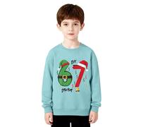 Sudadera con capucha para niños con estampado de forro polar para niños y niñas, traje de vacaciones para toda la familia, camiseta informal de manga larga, azul celeste, 4-5 años