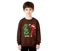 Sudadera con capucha para niños con estampado de forro polar para niños y niñas, traje de vacaciones para toda la familia, camiseta informal de manga larga, marrón, 4-5 años