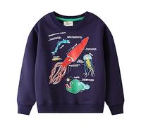Sudadera con Capucha para Niños Deportiva con Bolsillo para Niños Pequeños Dibujos Pullover sin Capucha Casual Chandal Infantil Sólido Clásico Sudadera Camiseta de Manga Larga