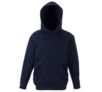 Sudadera con capucha para niños (unisex), de la marca Fruit of the Loom, color azul oscuro, tamaño 12-13 años