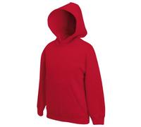 Sudadera con capucha para niños (unisex), de la marca Fruit of the Loom, color rojo, tamaño 9-11 años