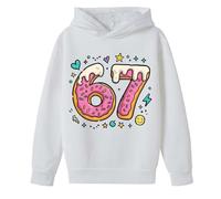 Sudadera con capucha para niños y niñas, 6 7, meme, manga larga, con estampado de números 6 y 7, para fiestas, fiestas, vacaciones, rave, ropa de calle, blanco, 2-3 años
