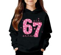 Sudadera con capucha para niños y niñas 67 6 7 Meme, sudadera vintage con capucha Six Seven Y2K, ropa clásica de invierno, Negro, 13-14 años