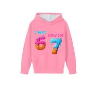 Sudadera con capucha para niños y niñas 67 con capucha clásica Six Seve, sudadera de manga larga para vacaciones, disfraz retro para festivales, rosa claro, 5-6 años