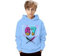 Sudadera con capucha para niños y niñas, 67, manga larga, estilo retro, para vacaciones, estilo retro, para invierno, ropa de calle, azul claro, 3-4 años