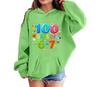 Sudadera con capucha para niños y niñas, con el número 67, manga larga, divertida, con seis y siete patrones, festiva, para niñas, ropa de vacaciones, verde, 3-4 años