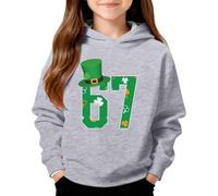 Sudadera con capucha para niños y niñas del 67 con estampado de seis siete patrones, informal, divertida, con estampado de dibujos animados, ropa de calle para niños, Gris Claro, 8-9 años