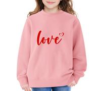 Sudadera con capucha para niños y niñas, diseño gráfico de amor, para el día de San Valentín, primavera, invierno, a la moda, para la escuela, manga larga, cuello redondo, suéter Y2K, rosa, 9-10 años