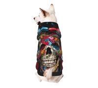 Sudadera con capucha para perro con diseño de calaveras de flores, ropa suave y transpirable para perros pequeños a grandes, ropa elegante y cómoda para perros