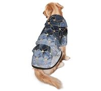 Sudadera con capucha para perro con estampado de hexágonos y diamantes azules, cálida, suave y transpirable, para perros medianos a grandes, diseño fácil de llevar, para invierno y otoño