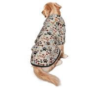 Sudadera con capucha para perro con estampado de huesos, huellas de patas, cálida, suave y transpirable, para perros medianos a grandes, diseño fácil de llevar, para invierno y otoño