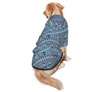 Sudadera con capucha para perro con estampado retro de flores azules, cálida, suave y transpirable, para perros medianos a grandes, diseño fácil de llevar, para invierno y otoño