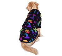Sudadera con capucha para perro, diseño de bruja fantasma de arcoíris, para Halloween, con estampado de arañas, cálida, suave y transpirable, para perros medianos a grandes, diseño fácil de llevar
