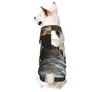 Sudadera con capucha para perro para otoño e invierno, ropa acogedora para mascotas para actividades al aire libre, primer plano de Magic Watergate con estampado de teñido anudado para mascotas