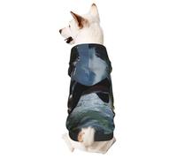 Sudadera con capucha para perro para otoño e invierno, ropa acogedora para mascotas para actividades al aire libre, la fusión de ballenas asesinas y bosques, teñido anudado para mascotas