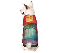 Sudadera con capucha para perro para otoño e invierno, ropa acogedora para mascotas para actividades al aire libre, la pequeña casa de pueblo rojo con estampado de teñido anudado para mascotas