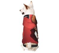 Sudadera con capucha para perro para otoño e invierno, ropa acogedora para mascotas para actividades al aire libre, ardillas bajo la ciudad roja con estampado de teñido anudado para mascotas
