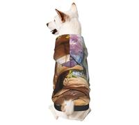 Sudadera con capucha para perro para otoño e invierno, ropa acogedora para mascotas para actividades al aire libre, hermosa ciudad de cuento de hadas con estampado de teñido anudado para mascotas