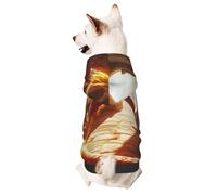 Sudadera con capucha para perro para otoño e invierno, ropa acogedora para mascotas para actividades al aire libre, estampado de fuego y llamas, teñido anudado para mascotas