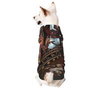 Sudadera con capucha para perro para otoño e invierno, ropa acogedora para mascotas para actividades al aire libre, un barco pirata con estampado de teñido anudado para mascotas
