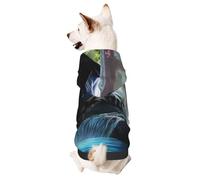 Sudadera con capucha para perro para otoño e invierno, ropa acogedora para mascotas para actividades al aire libre, animales feroces en los ríos de la selva, teñido anudado, sudaderas con capucha para