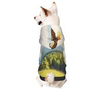 Sudadera con capucha para perro para otoño e invierno, ropa acogedora para mascotas para actividades al aire libre, un águila volando con estampado de teñido anudado para mascotas