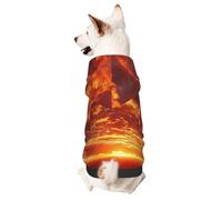 Sudadera con capucha para perro para otoño e invierno, ropa acogedora para mascotas para actividades al aire libre, el cielo al final del mundo con estampado de teñido anudado para mascotas