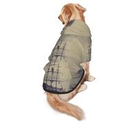 Sudadera con capucha para perros con estampado de barco pirata en el mar, cálida, suave y transpirable, para perros medianos a grandes, diseño fácil de llevar, para invierno y otoño
