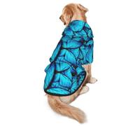 Sudadera con capucha para perros con estampado de mariposas azules, cálida, suave y transpirable, para perros medianos a grandes, diseño fácil de llevar, para invierno y otoño