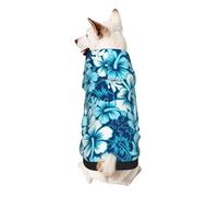 Sudadera con capucha para perros pequeños con estampado de flores azules, ropa cálida, suave y transpirable, fácil de llevar para invierno y otoño