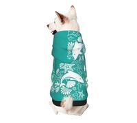 Sudadera con capucha para perros pequeños, diseño de delfines, flores, estrellas de mar, estrellas de mar, coral, conchas marinas, ropa cálida, suave y transpirable, fácil de llevar para invierno y