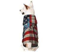Sudadera con capucha para perros pequeños y medianos con diseño de bandera americana pintada antigua en la valla de madera oscura