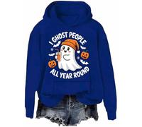 Sudadera con capucha para todo el año, con texto en inglés "I Ghost People", para Halloween, café, fantasma, divertida, informal, Klein Blue-h, 3XL