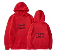 Sudadera con Capucha Personalizada para Pareja - Agregue Su Propia Foto/Texto/diseño De Logotipo Jersey DIY Red,M