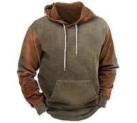 Sudadera con capucha retro para hombre, vintage, tallas grandes, sudadera con capucha de manga larga, patchwork, sudadera con bolsillos, bloque de color, para moto, para exteriores, senderismo, ocio