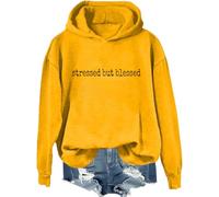 Sudadera con capucha Stressed But Blessed Too Blessed To Be Stressed para mujer y hombre, amarillo, XL
