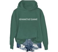 Sudadera con capucha Stressed But Blessed Too Blessed To Be Stressed para mujer y hombre, verde, XL